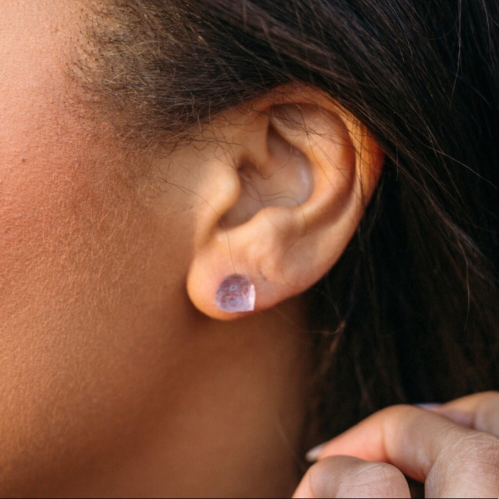 Light Amethyst Crystal Stud Earrings - Picture 10 of 10